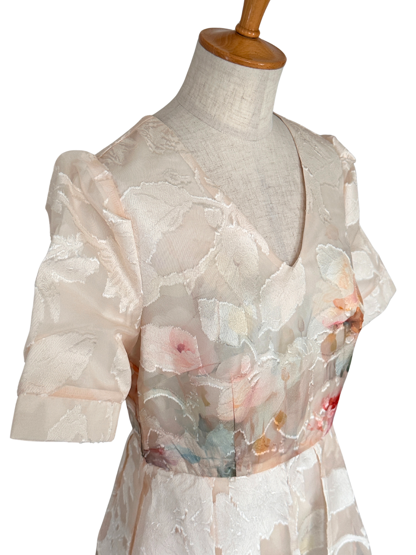 花柄 ペプラムワンピース