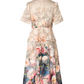 花柄 ペプラムワンピース