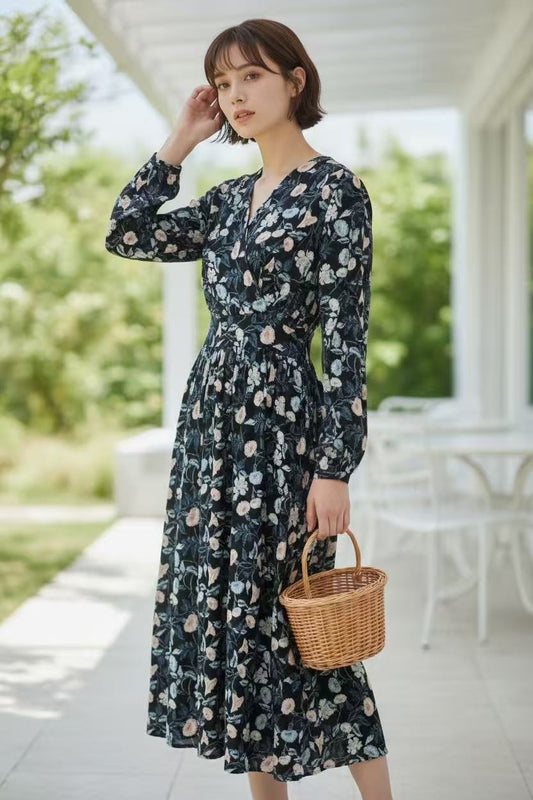 花柄 カシュクールワンピース