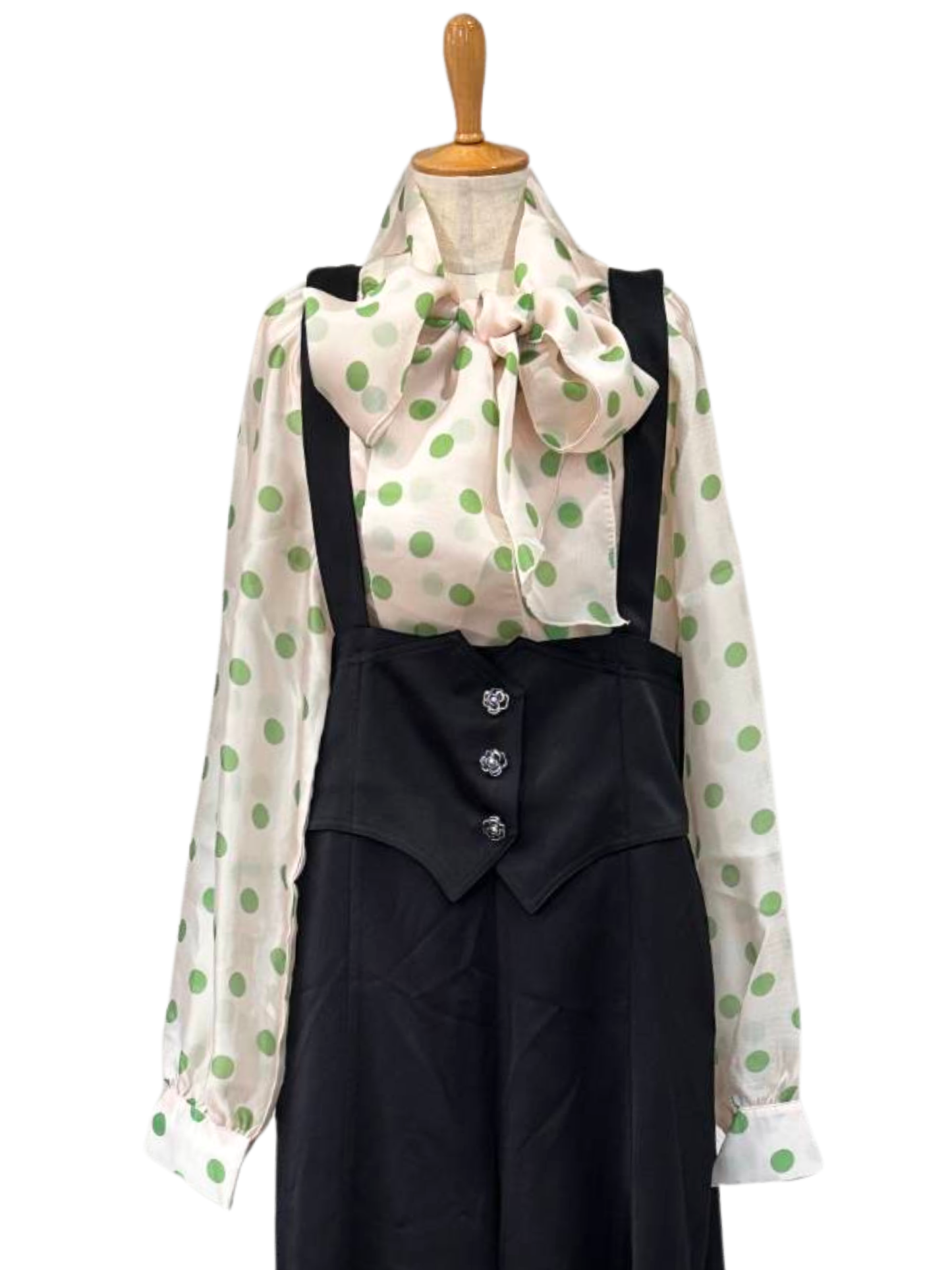 グリーンドットブラウス