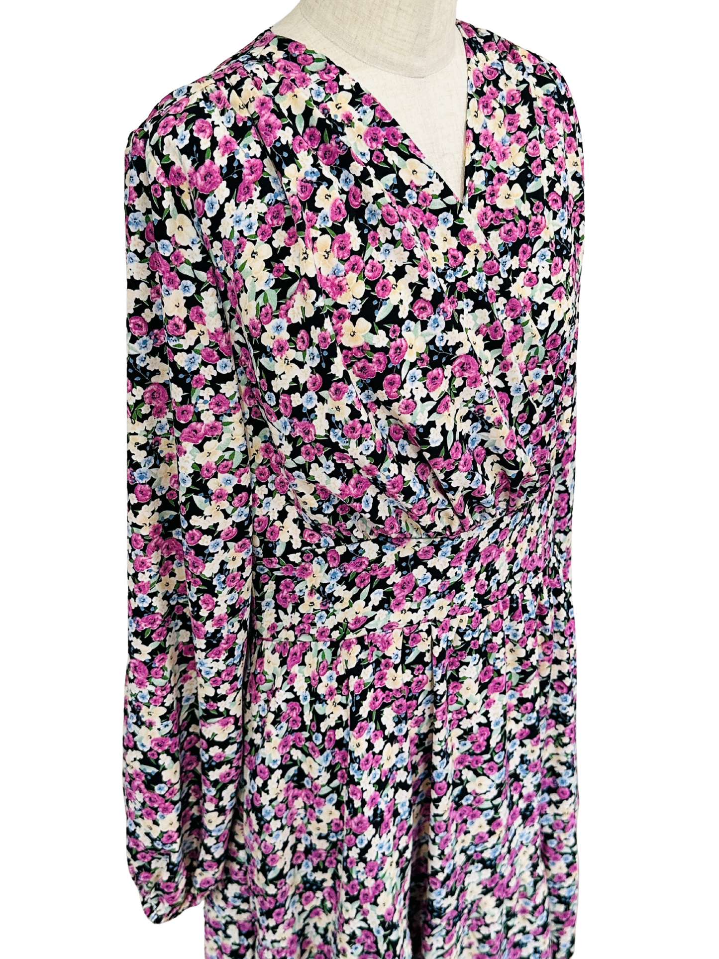 小花柄 カシュクールワンピース