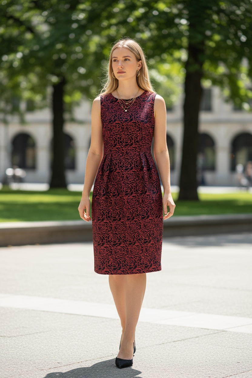 刺繍タックワンピース