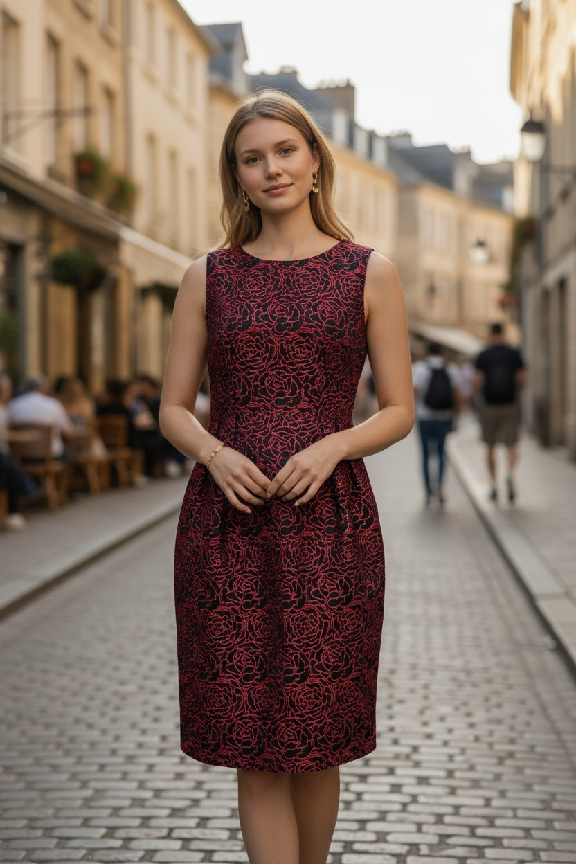 刺繍タックワンピース