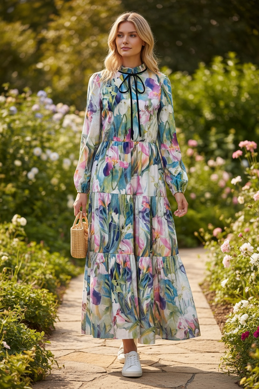 カラフル リボンカラーワンピース