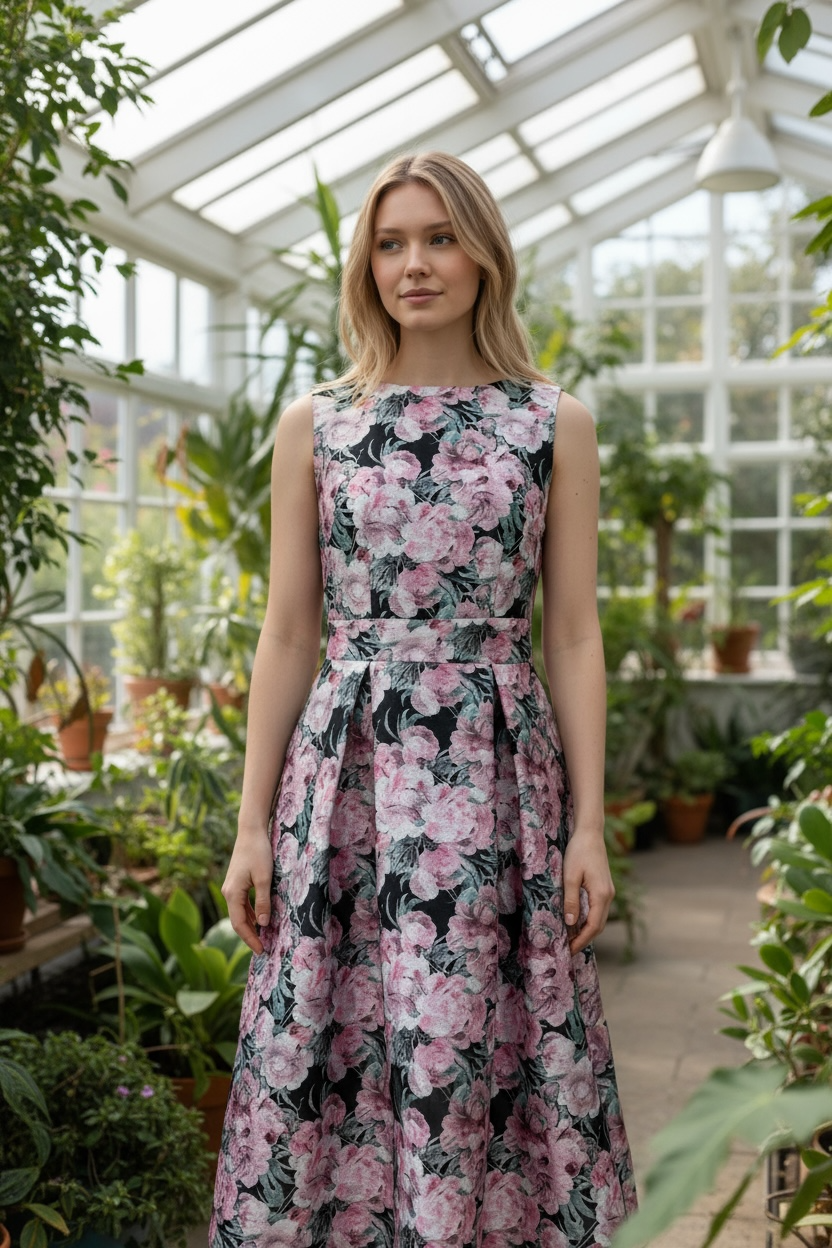 ピンク タックワンピース