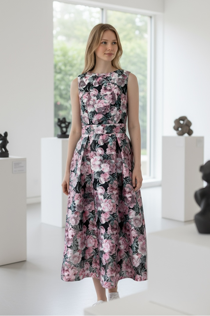 ピンク タックワンピース