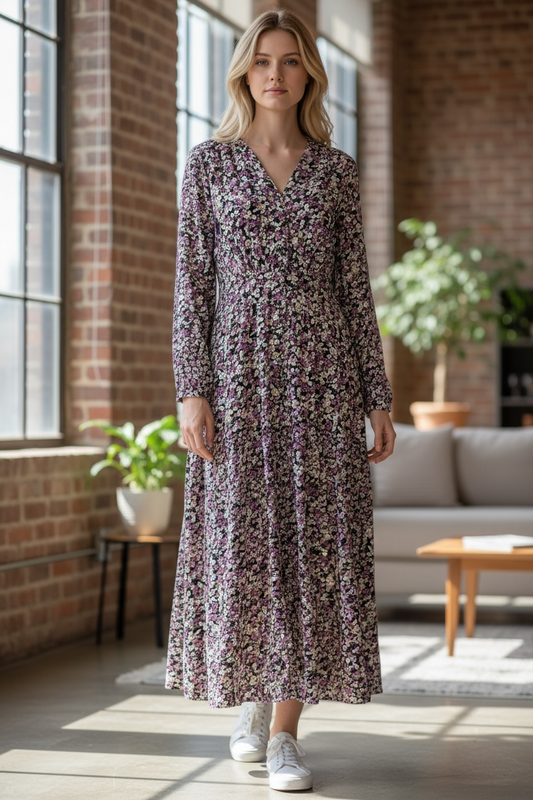 小花柄 カシュクールワンピース