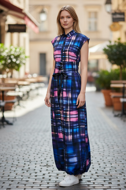 ブルーチェック オールインワン