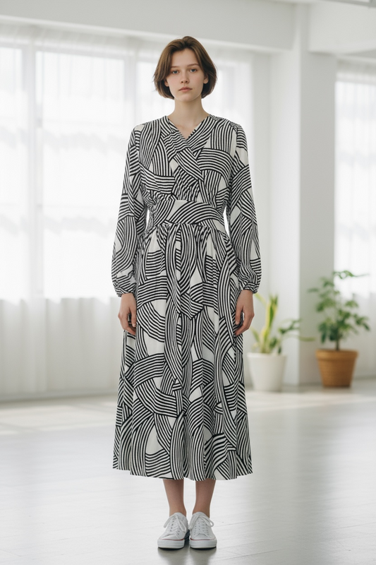 流線 カシュクールワンピース 【ゆったり】