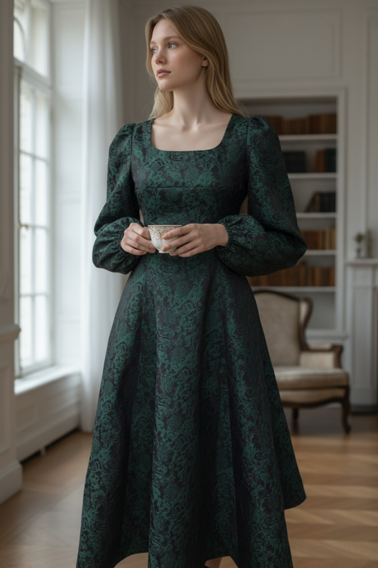 グリーン  バックリボンワンピース