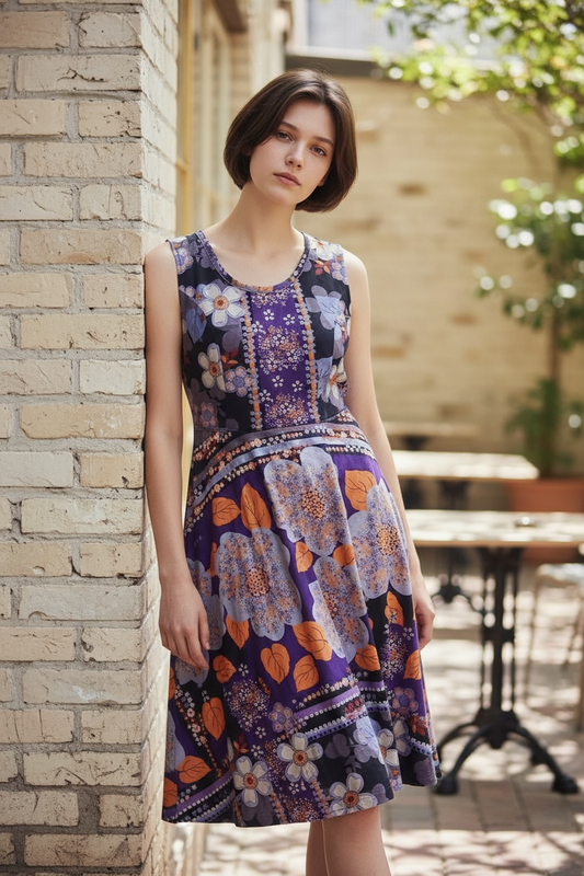 ベロアラウンドネックワンピース