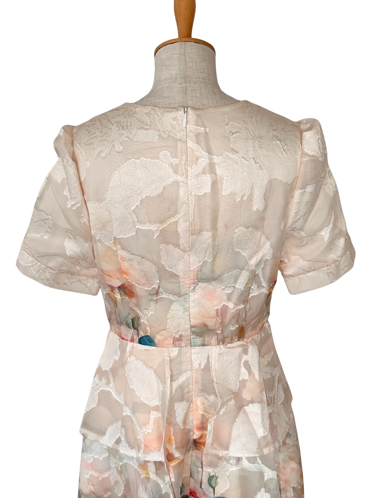 花柄 ペプラムワンピース