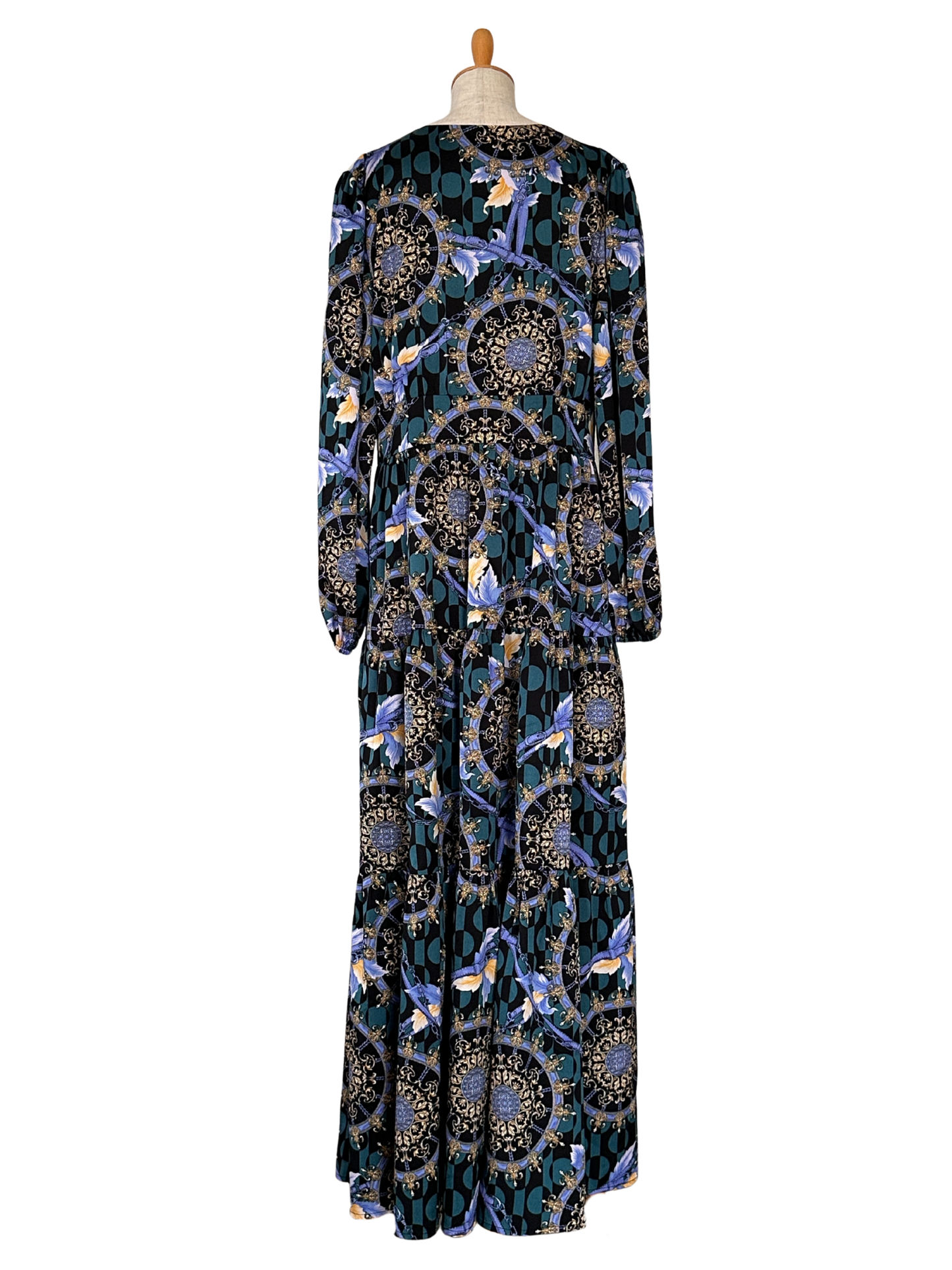 グリーン ボタンワンピース